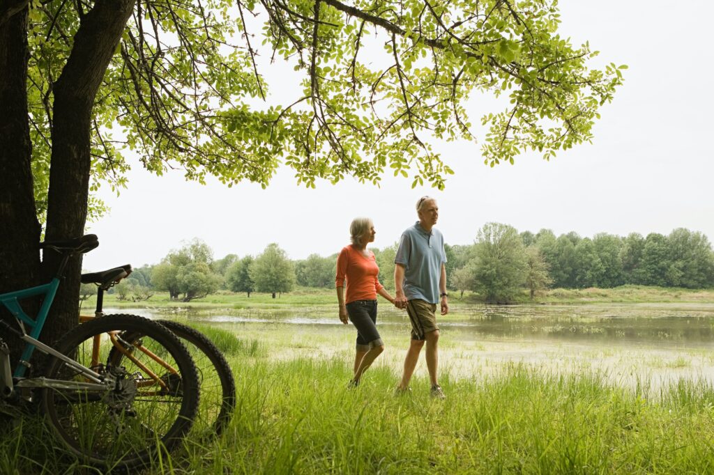 Mature couple walking